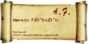 Amrein Fábián névjegykártya